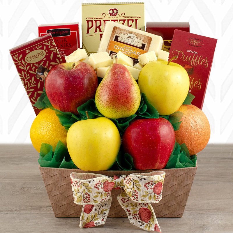 Bountiful Treats: Fruit & Snacks Gift Basket