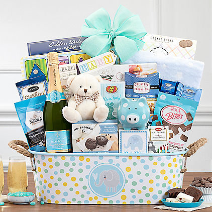 A Special Delivery New Baby Gift Basket – Blue –