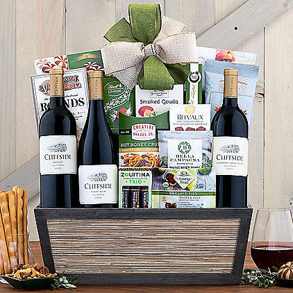 Cliffside Vineyards Red Trio: Wine Gift Basket