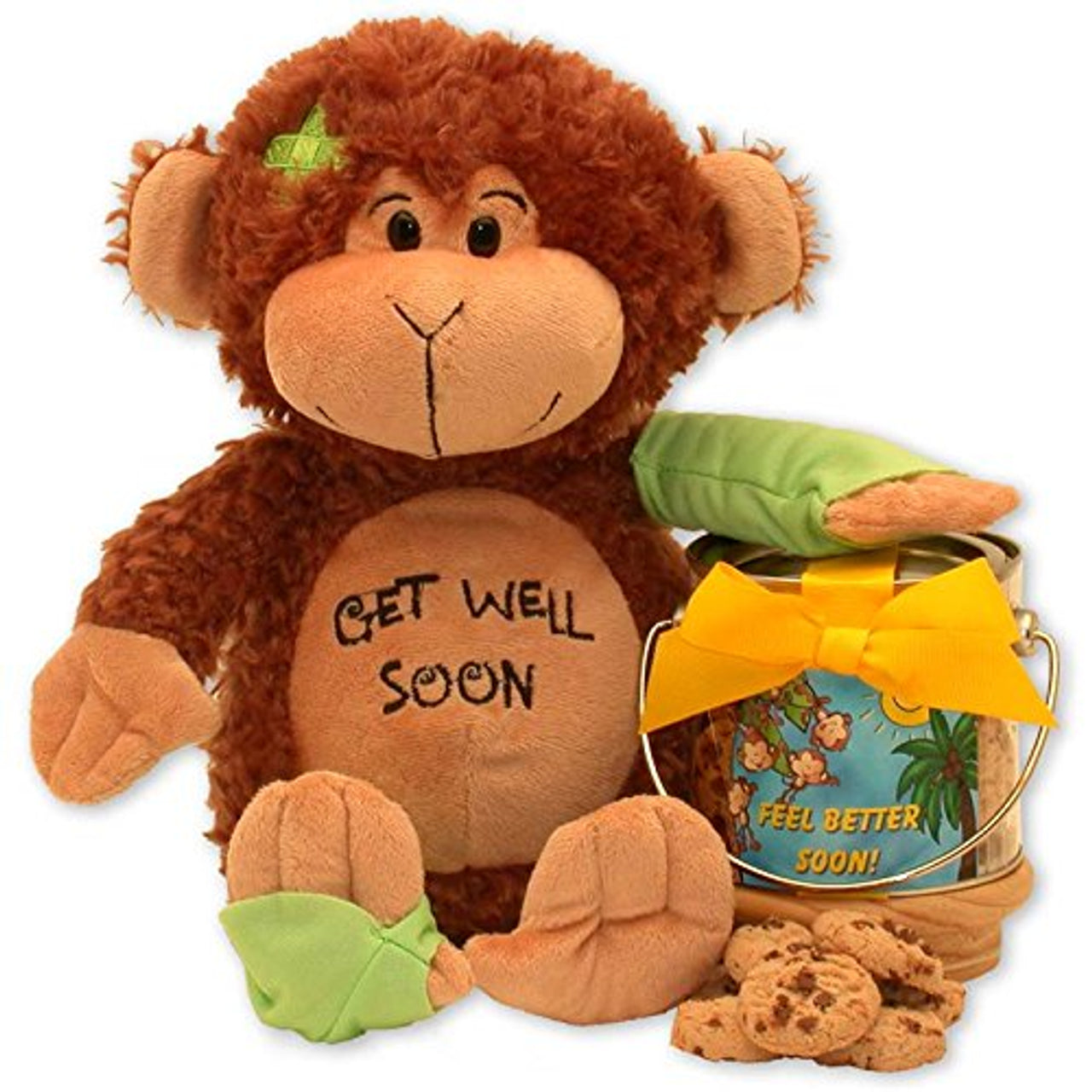 Get Well Soon Teddy Bear & Cookie Pail - get well soon basket - get well soon gifts for women - get well soon gifts for men