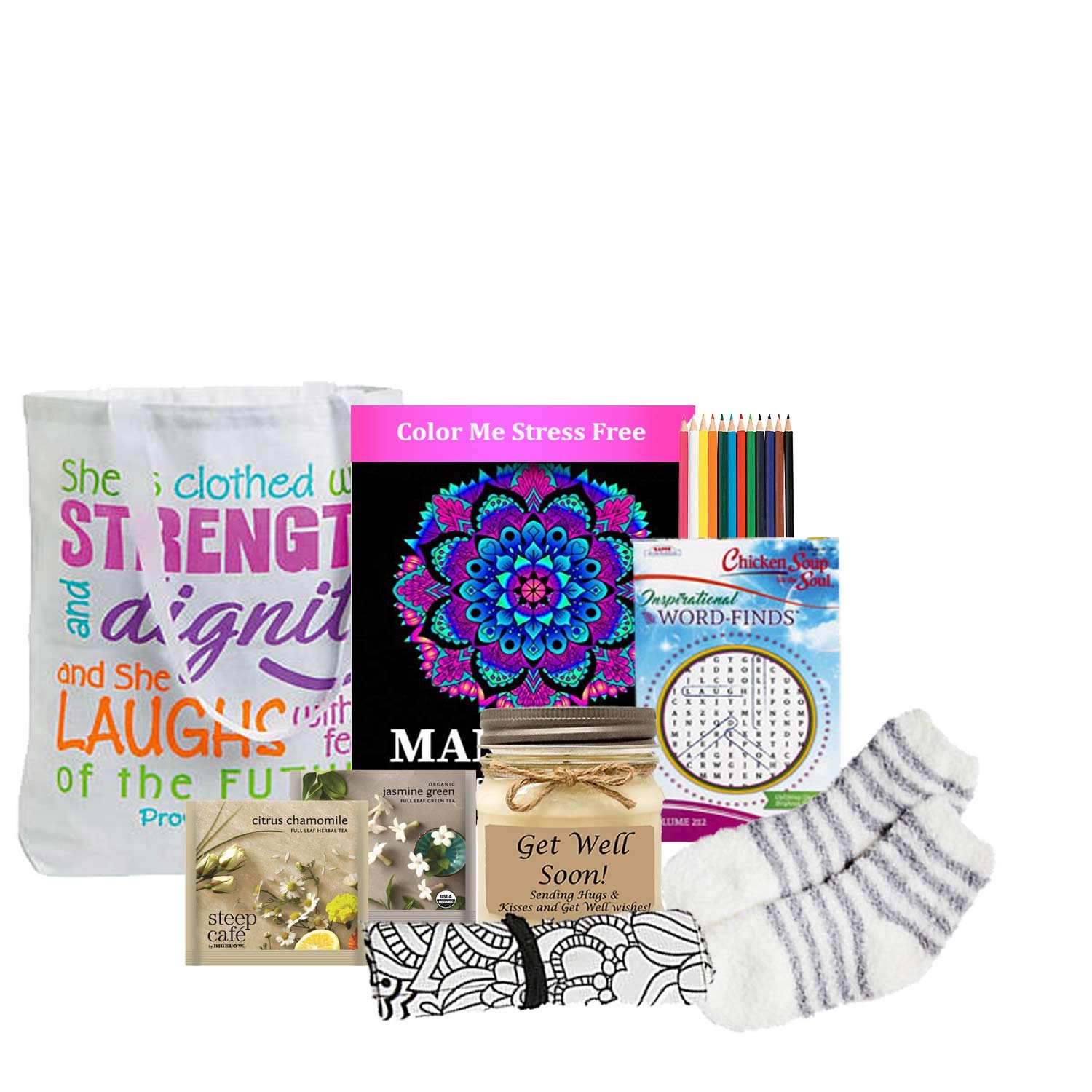 Get Well Soon Coloring & Activity Tote- get well soon gifts for women - get well soon gift basket - get well soon gifts