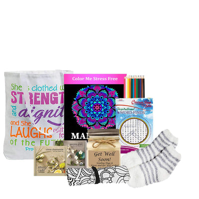 Get Well Soon Coloring & Activity Tote- get well soon gifts for women - get well soon gift basket - get well soon gifts