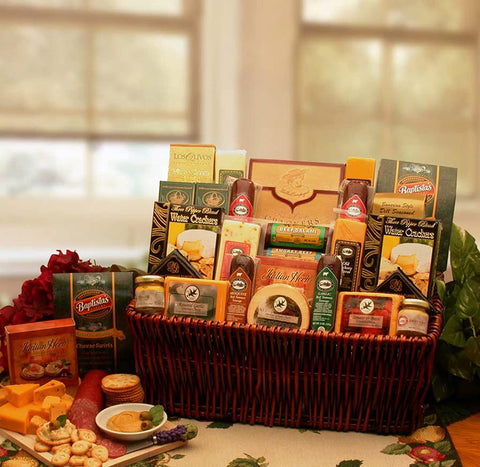 A Classic Selection Deluxe Meat & Cheese Gourmet - meat and cheese gift baskets