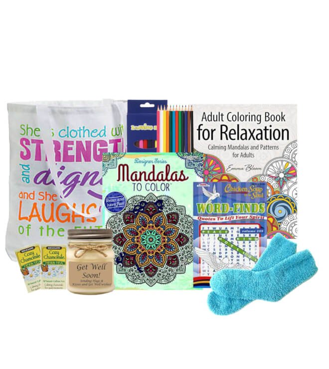 Stress Reducing Coloring Gift Tote- get well soon gifts for women - get well soon gift basket - get well soon gifts