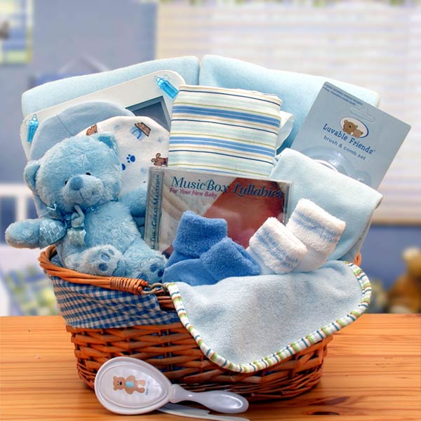 Simply The Baby Basics New Baby Gift Basket- Blue - baby bath set -  baby boy gift basket - new baby gift basket - baby gift baskets - baby shower gifts