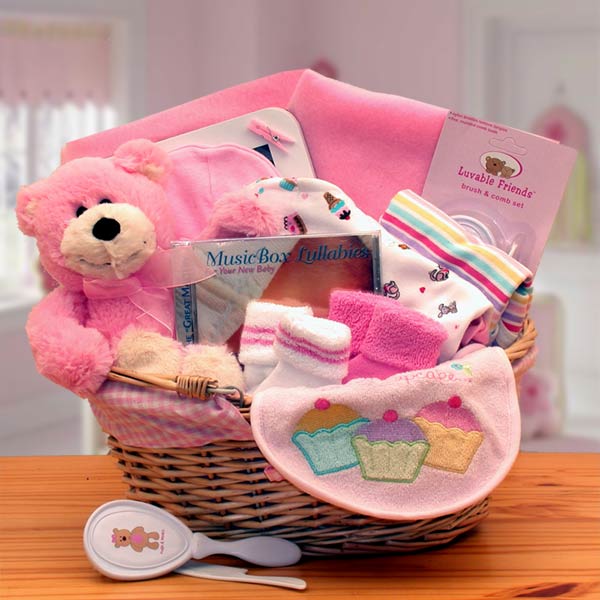 Simply The Baby Basics New Baby Gift Basket -Pink - baby bath set -  baby girl gifts - new baby gift basket - baby gift baskets - baby shower gifts