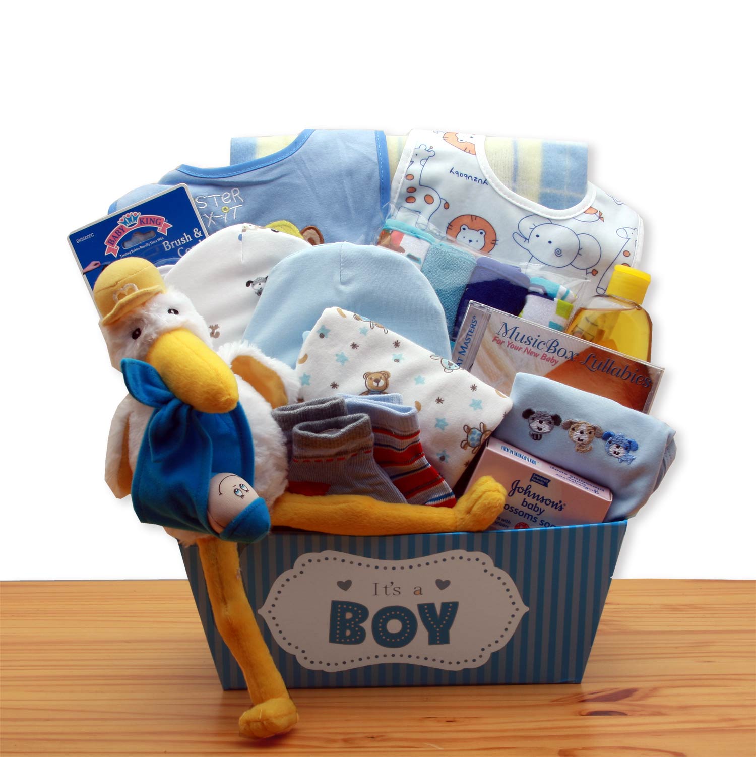 A Special Delivery New Baby Gift Basket - Blue - baby bath set -  baby boy gift basket - new baby gift basket - baby gift baskets - baby shower gifts