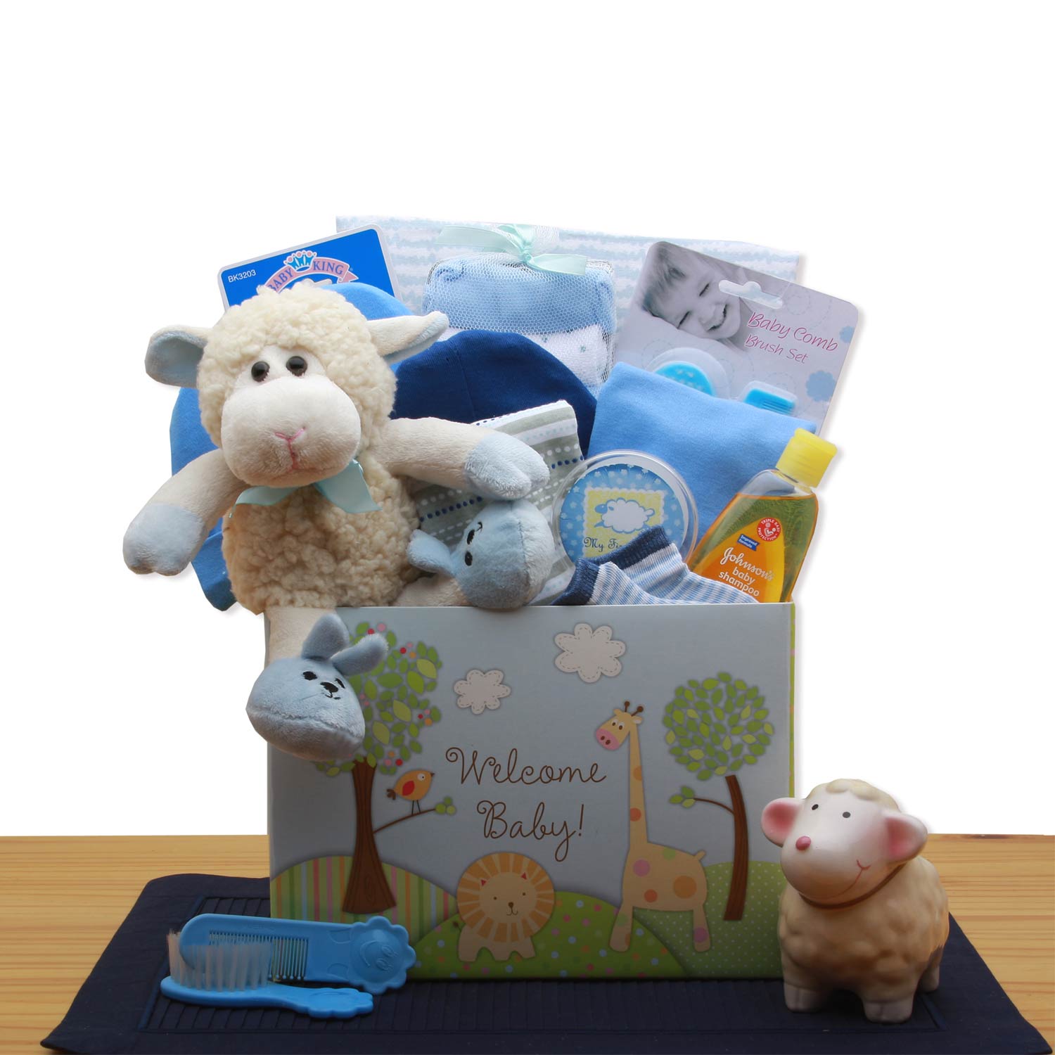 Welcome New Baby Gift Box - Blue - baby bath set -  baby boy gift basket - new baby gift basket - baby gift baskets - baby shower gifts