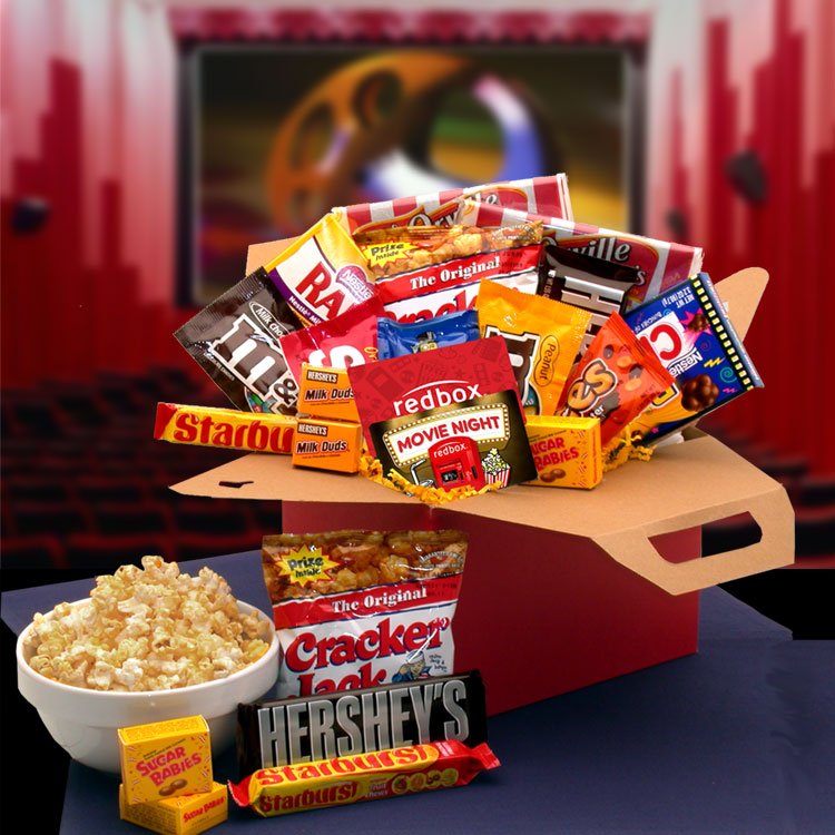 Blockbuster Night Movie Care Package with 10.00 Redbox Gift Card - movie night gift baskets -  movie night - movie night gift baskets for families