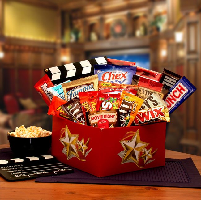 It's A Red Box Night Gift Box w- Red Box Gift Card - movie night gift baskets -  movie night - movie night gift baskets for families