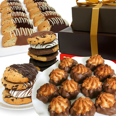 Belgian Chocolate Dipped Cookies: Gourmet Cookie Gift Tower