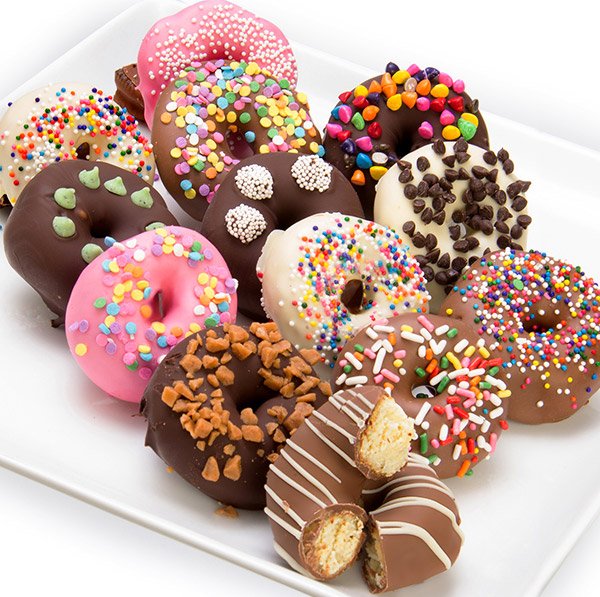 Festive Chocolate Covered Mini Donuts