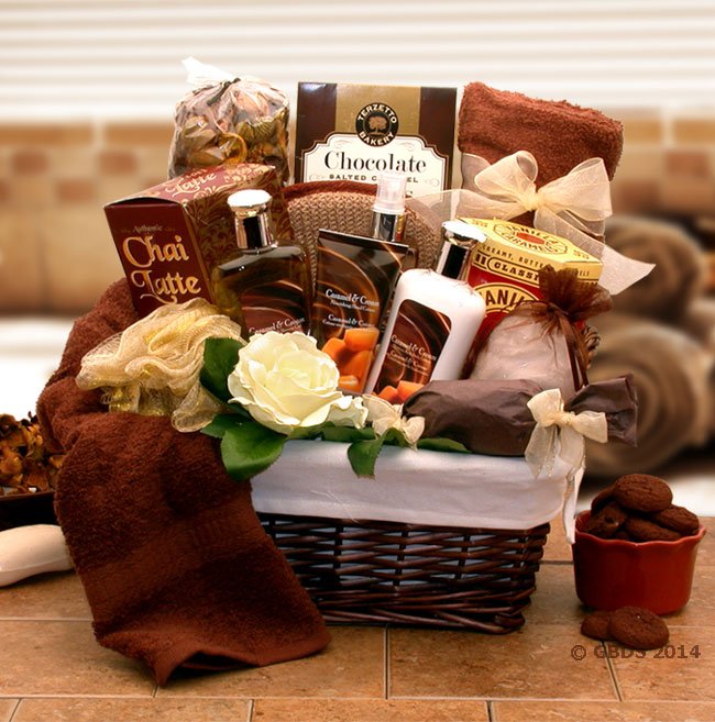 Caramel Indulgence Spa Relaxation Hamper - spa baskets for women gift