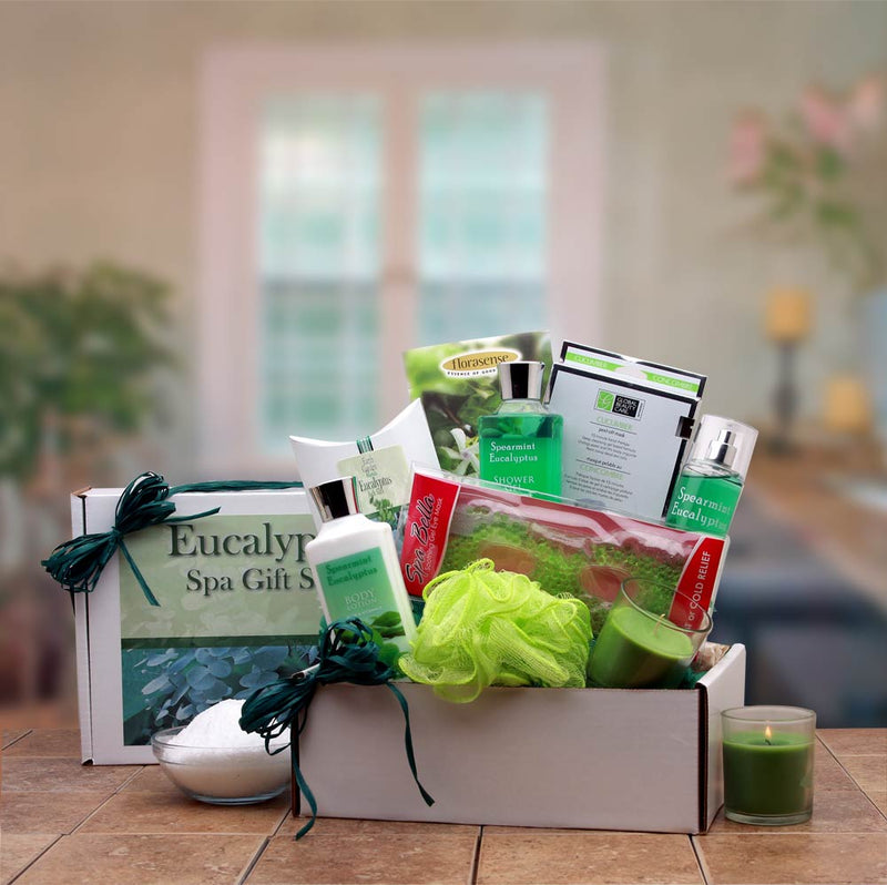 Eucalyptus Spa Gift Box - spa baskets for women gift