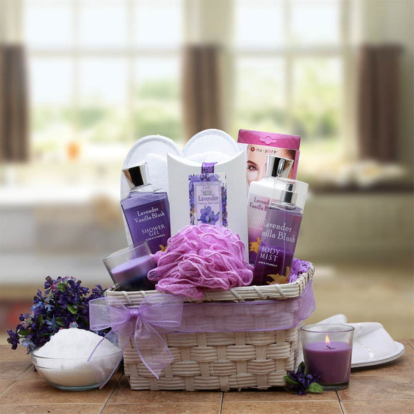 Lavender Spa Gift Basket- spa baskets for women gift