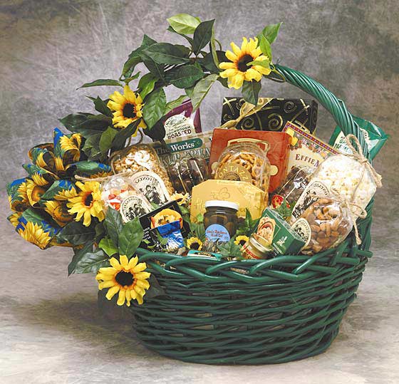 Sunflower Treats Gift Basket - gourmet gift basket