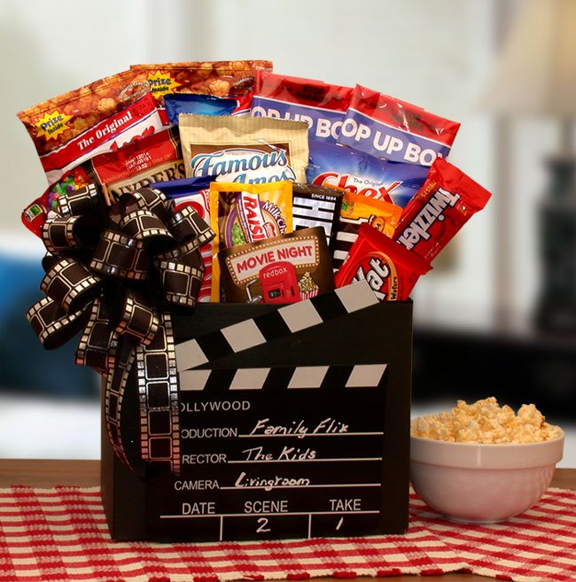 Family Flix Movie Gift Box - movie night gift baskets -  movie night - movie night gift baskets for families