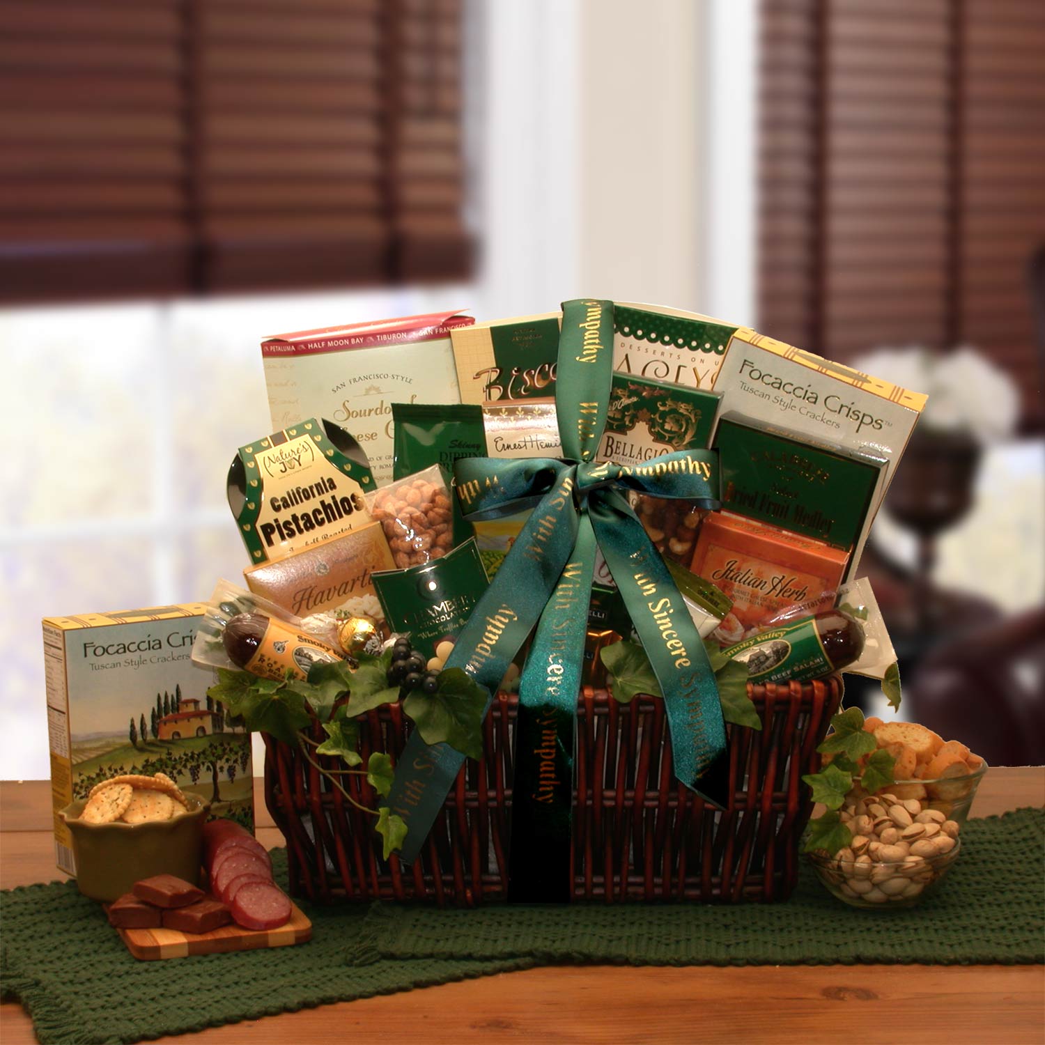With Our Sincerest Sympathy Gift Basket - sympathy gift baskets - sympathy baskets - condolences gift basket for loss